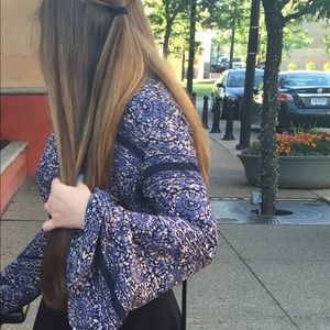 Cropped patterned wide arm shirt